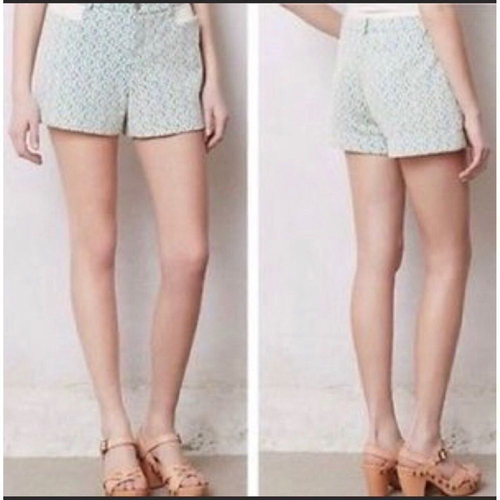 Anthropologie | Cartonnier green lace shorts, sz 0